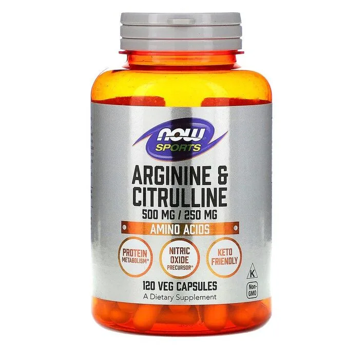 Promo ! Now Foods Sports, Arginine et citrulline, 120 capsules végétariennes