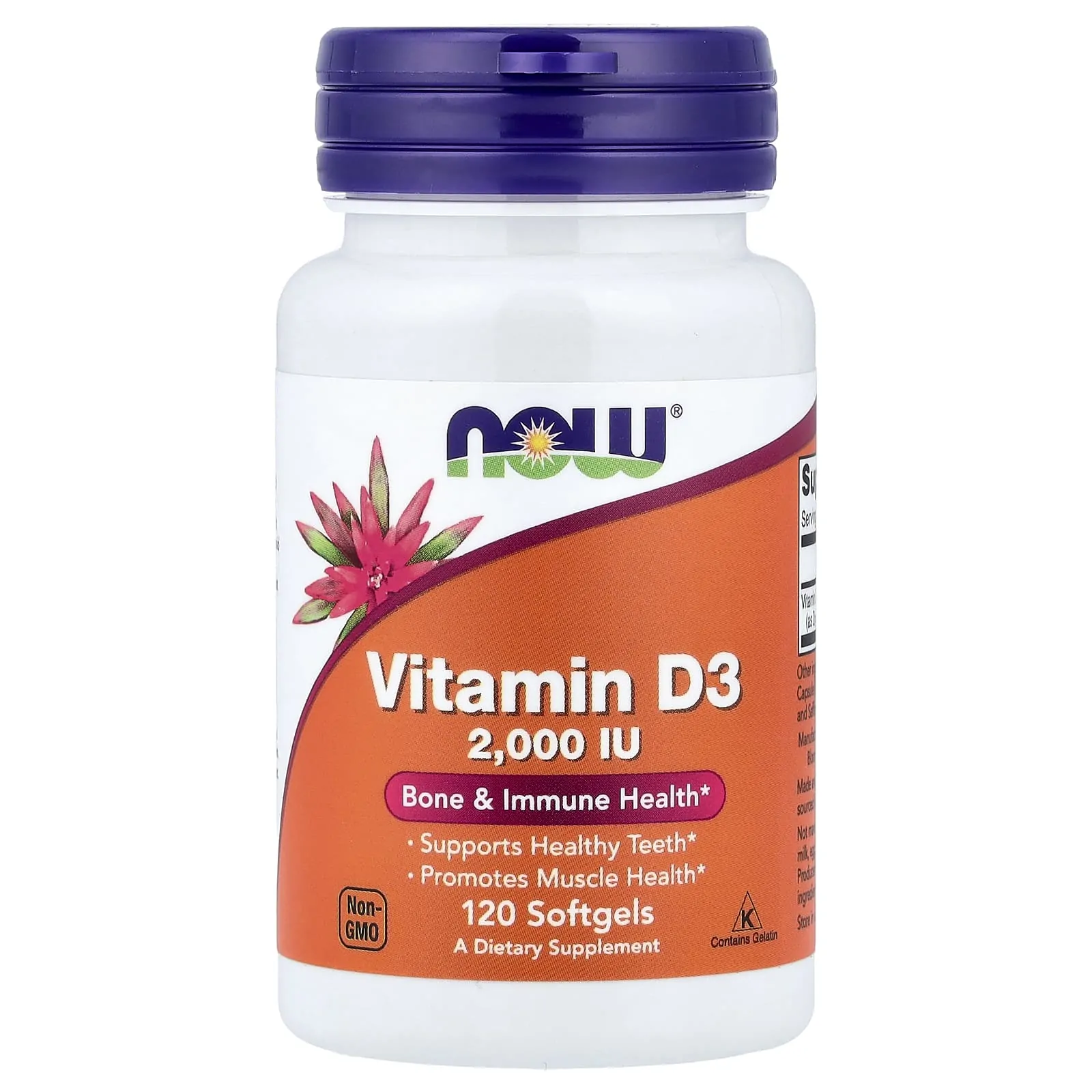 Promo ! NOW Foods, Vitamine D3, 2000 UI, 120 capsules à enveloppe molle