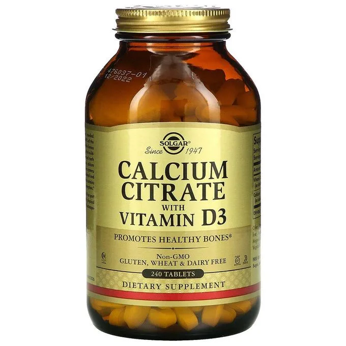 Promo ! Solgar Citrat de calcium avec vitamine D3, 240 comprimés