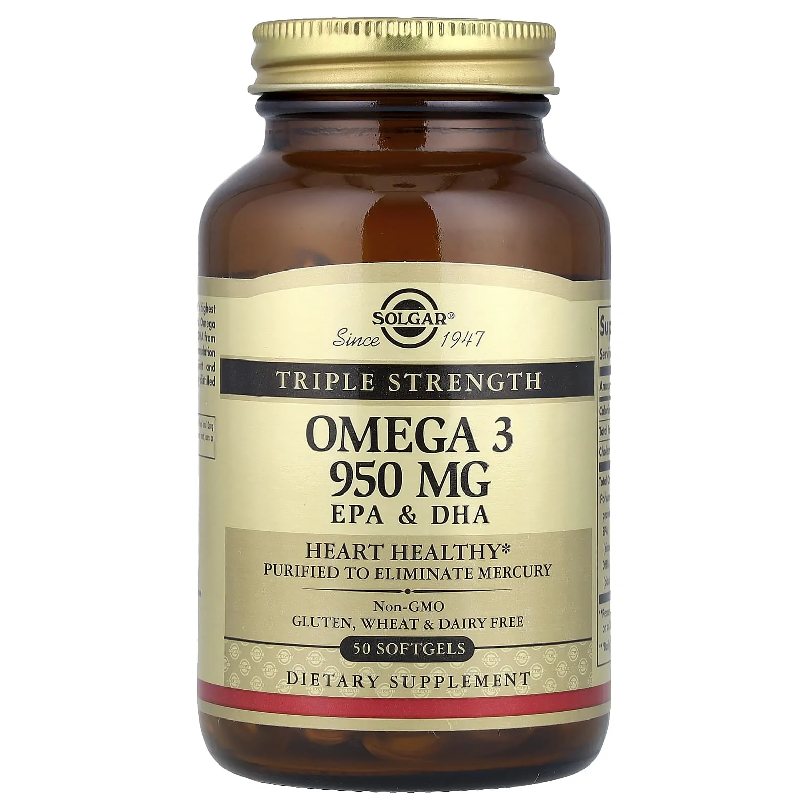 Promo ! Solgar Omega-3 EPA and DHA Triple Strength 950 mg 50 Softgels