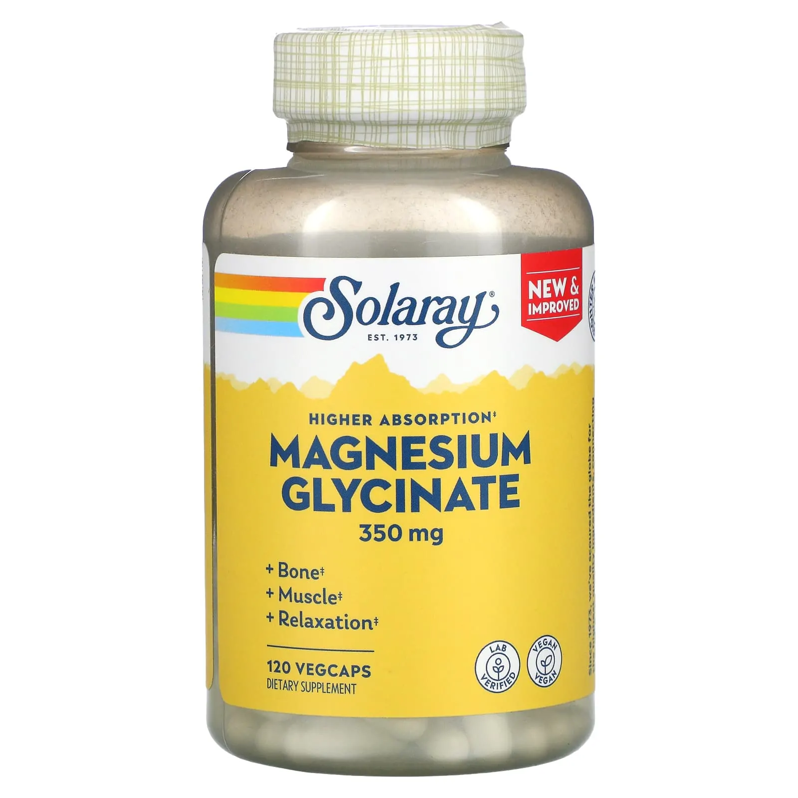Solaray Magnesium Glycinate, 350 mg, High Absorption 120 VegCaps